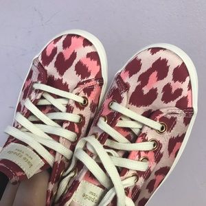 Keds for Kate Spade Pink Leopard Print Sneakers Satin Spade Logo Sz 8.5 NWOT